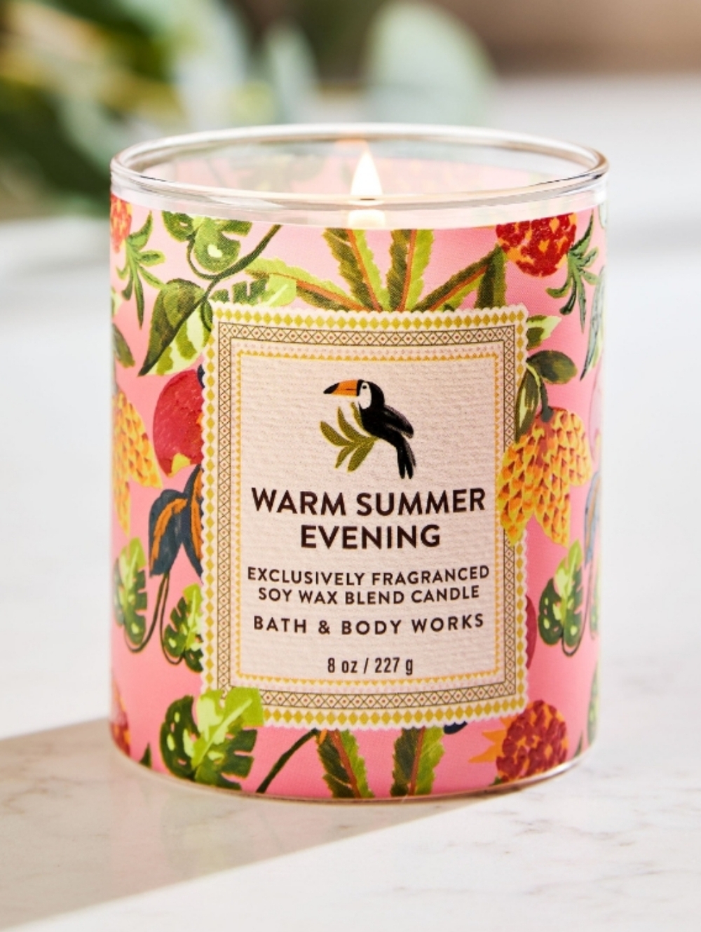 Bath & Body Works Pink Tropical Floral Soy Candle - Warm Summer Evening